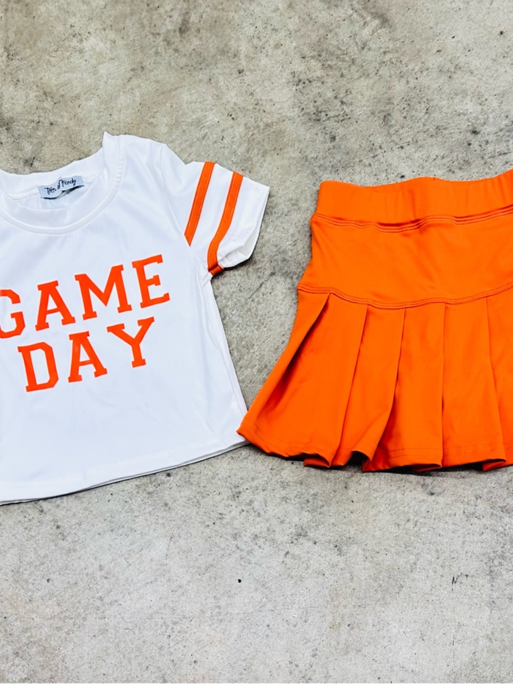 Game Day Kids Matching Set in White & Orange